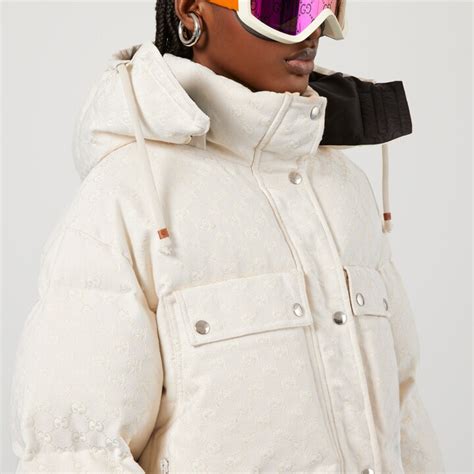 gucci puff set|GG cotton canvas puffer jacket in off white .